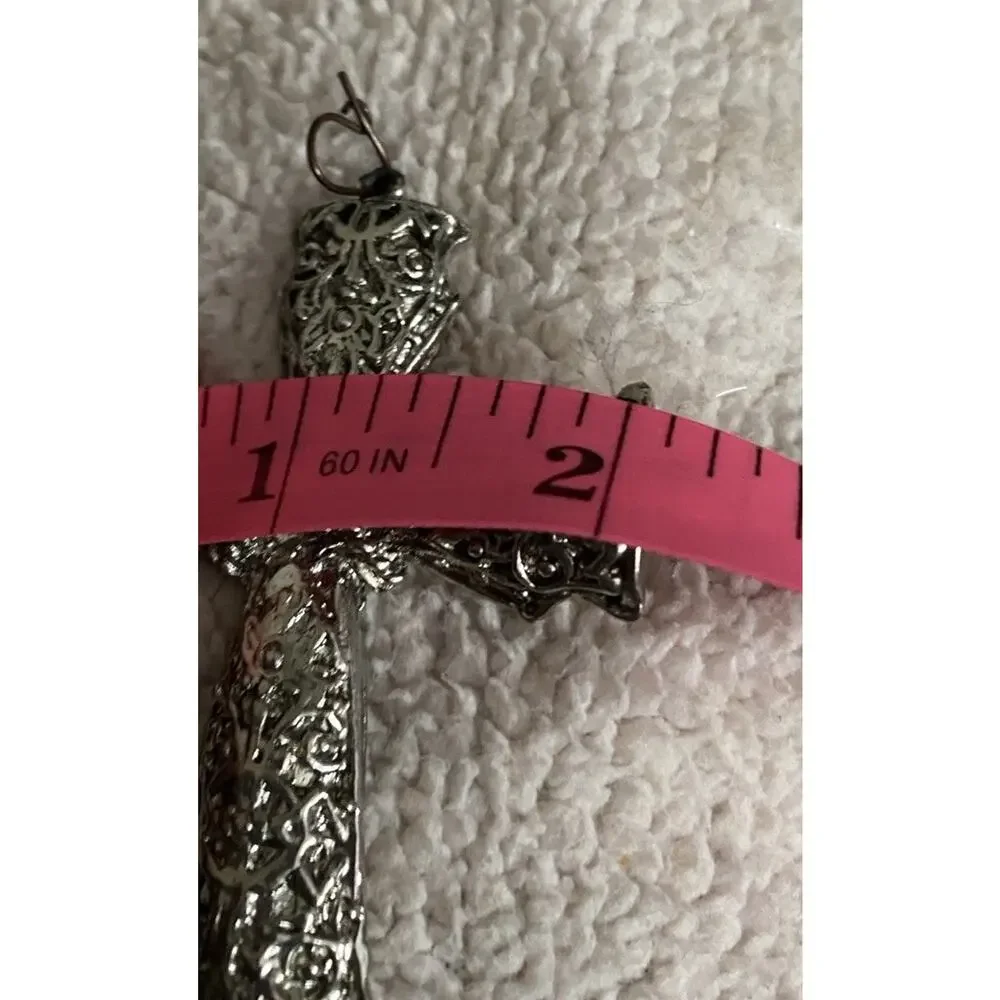 Celtic Cross Pendant Necklace Stainless Steel Silver Tone Mens Gothic Crucifix